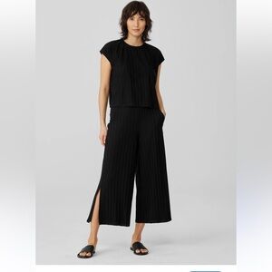 Matching Pant & Top Set Wide Rib Stretch Slit  M Eileen Fisher